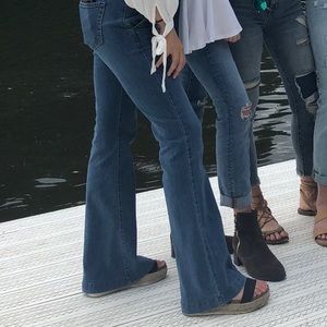 Flare high rise blue jeans